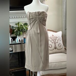 BCBGMaxAzria Strapless Taupe Dress